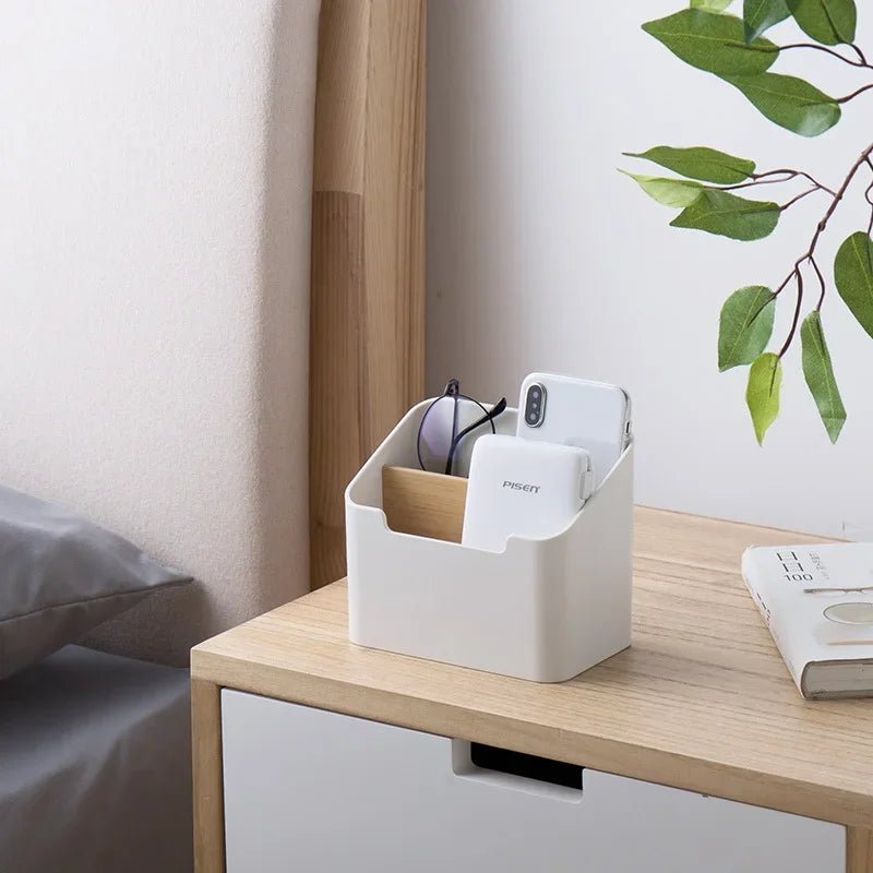 Aufbewahrungsbox mit 2 Fächern - Organizer für Fernbedienung, Kosmetik & Bürobedarf - Homeiyfy