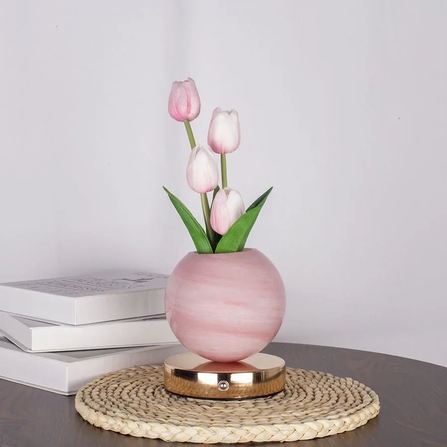 Tulpen LED Tischlampe - USB Aufladbar mit 3 - Farben Touch Dimmer - Homeiyfy
