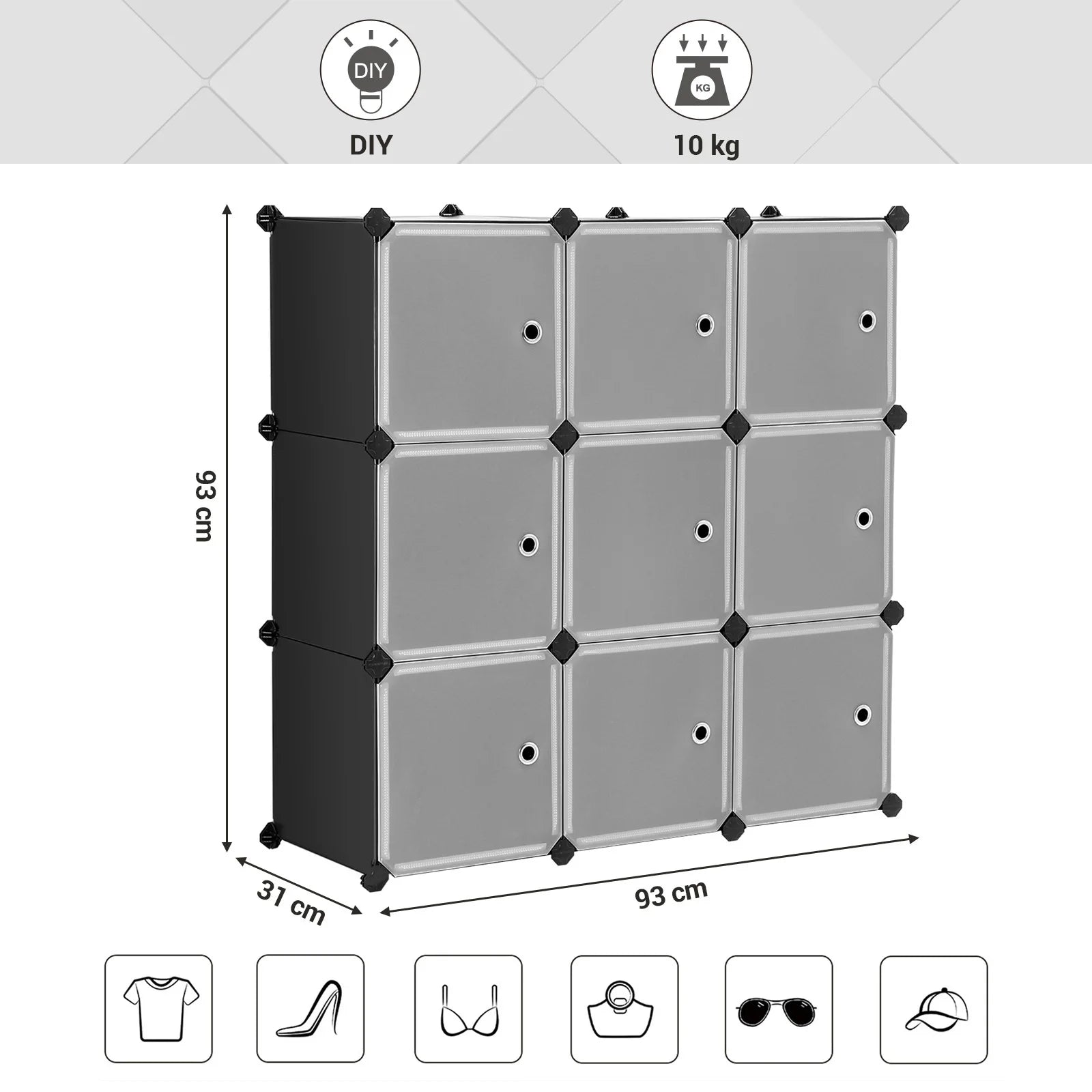 SONGMICS Regalsystem Kunststoffschrank 9 Würfel - Homeiyfy