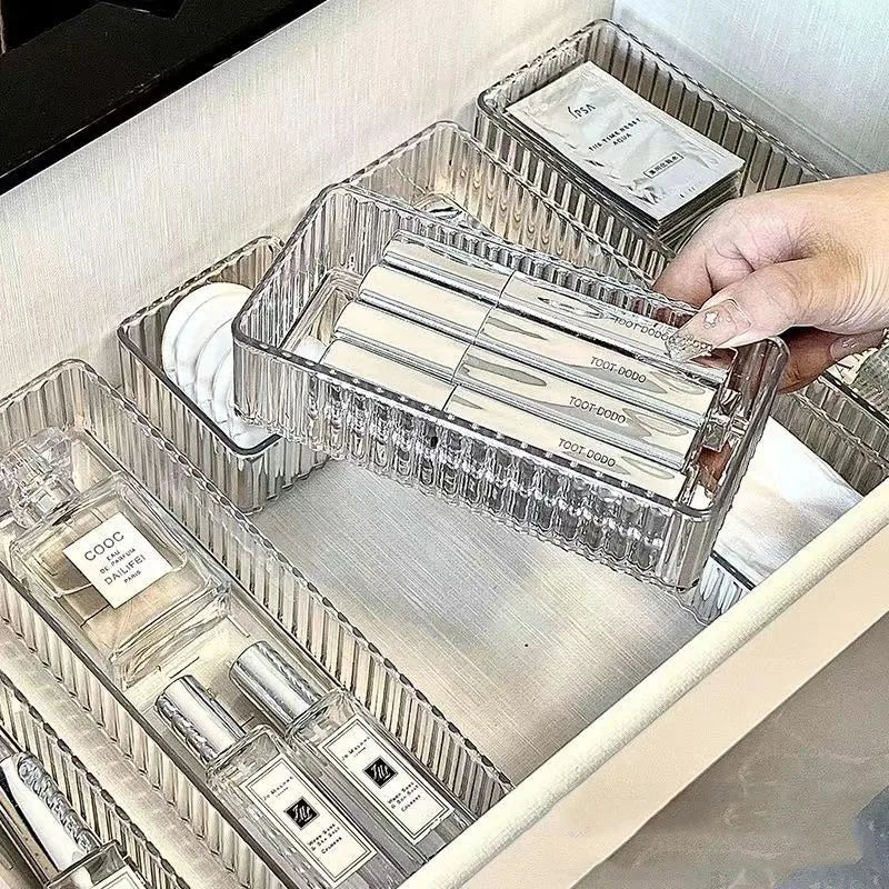 Transparenter modular Schubladen - Organizer Set Multi Use Storage Trays for Makeup Skincare Kitchen Tools Bathroom Vanity Organization - Mein Shop