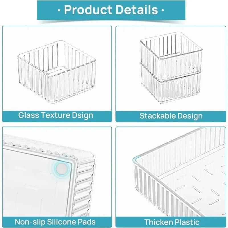 Transparenter modular Schubladen - Organizer Set Multi Use Storage Trays for Makeup Skincare Kitchen Tools Bathroom Vanity Organization - Mein Shop