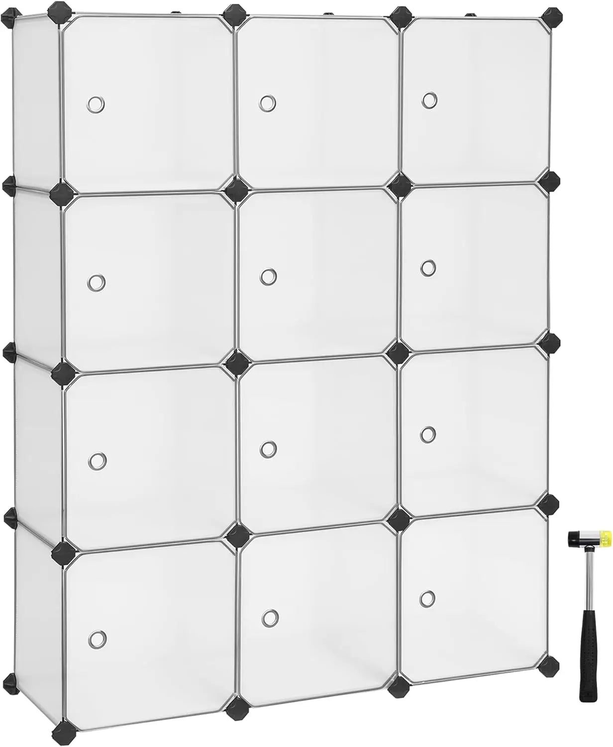 SONGMICS Regalsystem, Schuhregal, Set aus 12 Würfeln, Kleiderschrank aus Kunststoff, mit Türen, Steckregal, Aufbewahrung - Homeiyfy