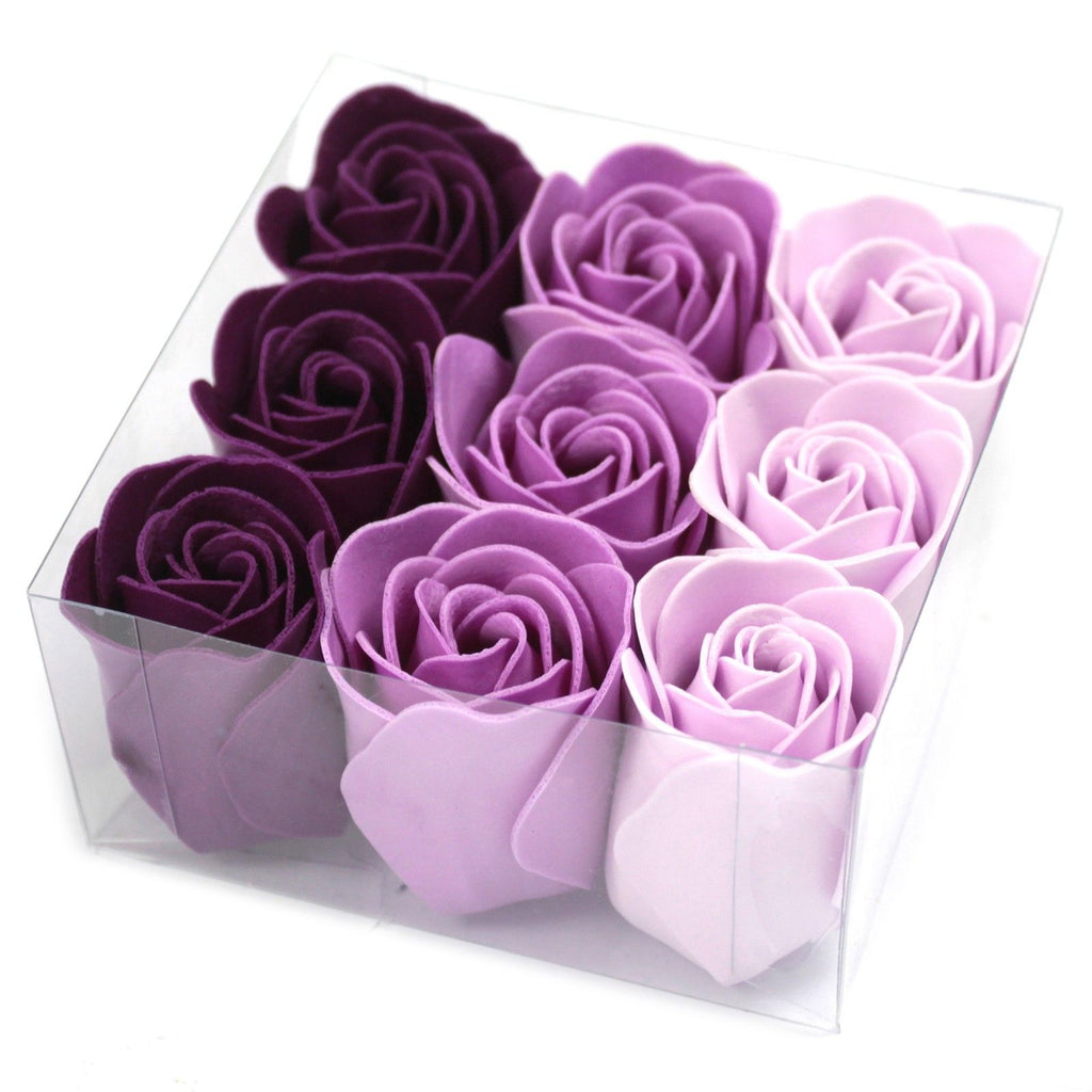Seifen - Rosen 9er Set Lavendel – Duftende Badeblumen in Geschenkbox - Homeiyfy