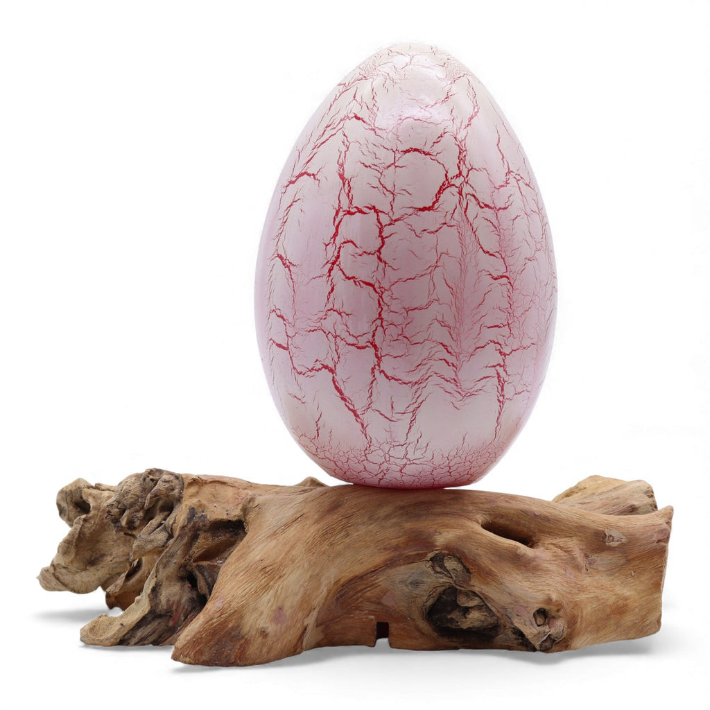 DriftGlow Treibholz - Lampe Crackle Fire Egg Orange – Handgefertigt - Homeiyfy