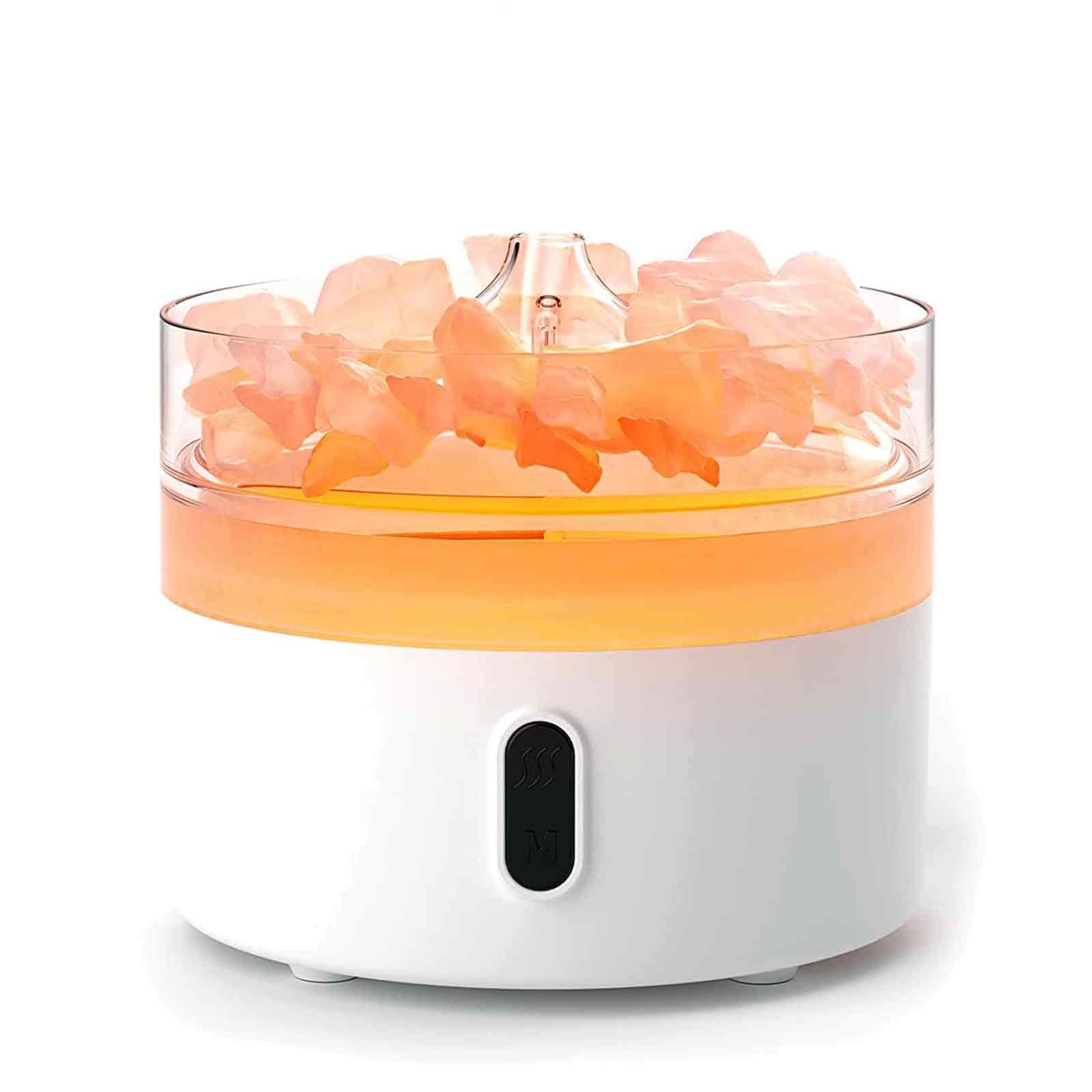 Himalaya - Salz Aroma - Diffuser mit Flammen - Effekt – Nachtlicht & Salzstücke inklusive - Homeiyfy