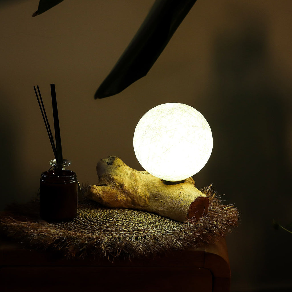 DriftGlow Treibholz - Lampe Luna Ivory – Handgefertigt - Homeiyfy