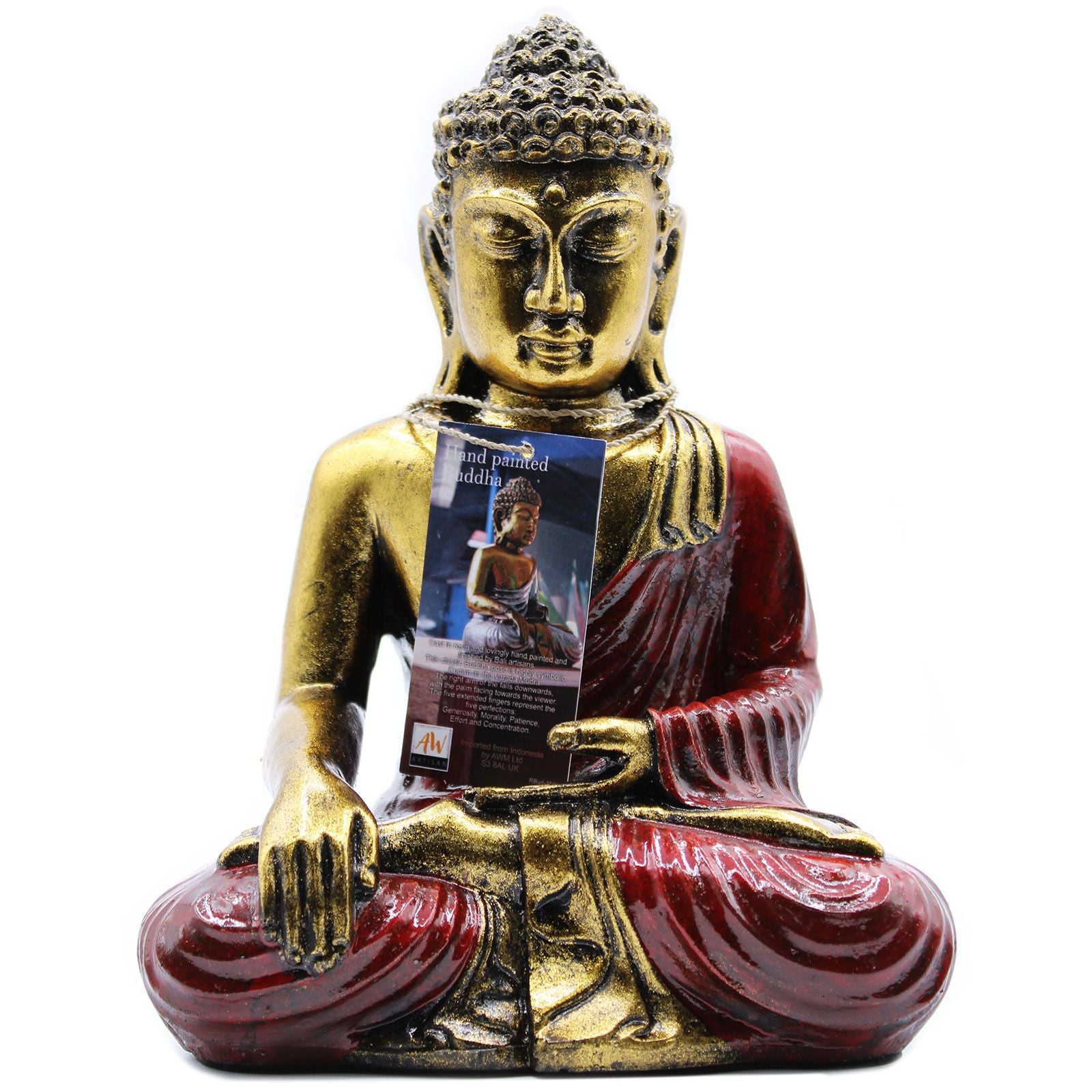 Handbemalter Buddha Rot - Gold Large – Zen - Skulptur mit Geschenkbox - Homeiyfy
