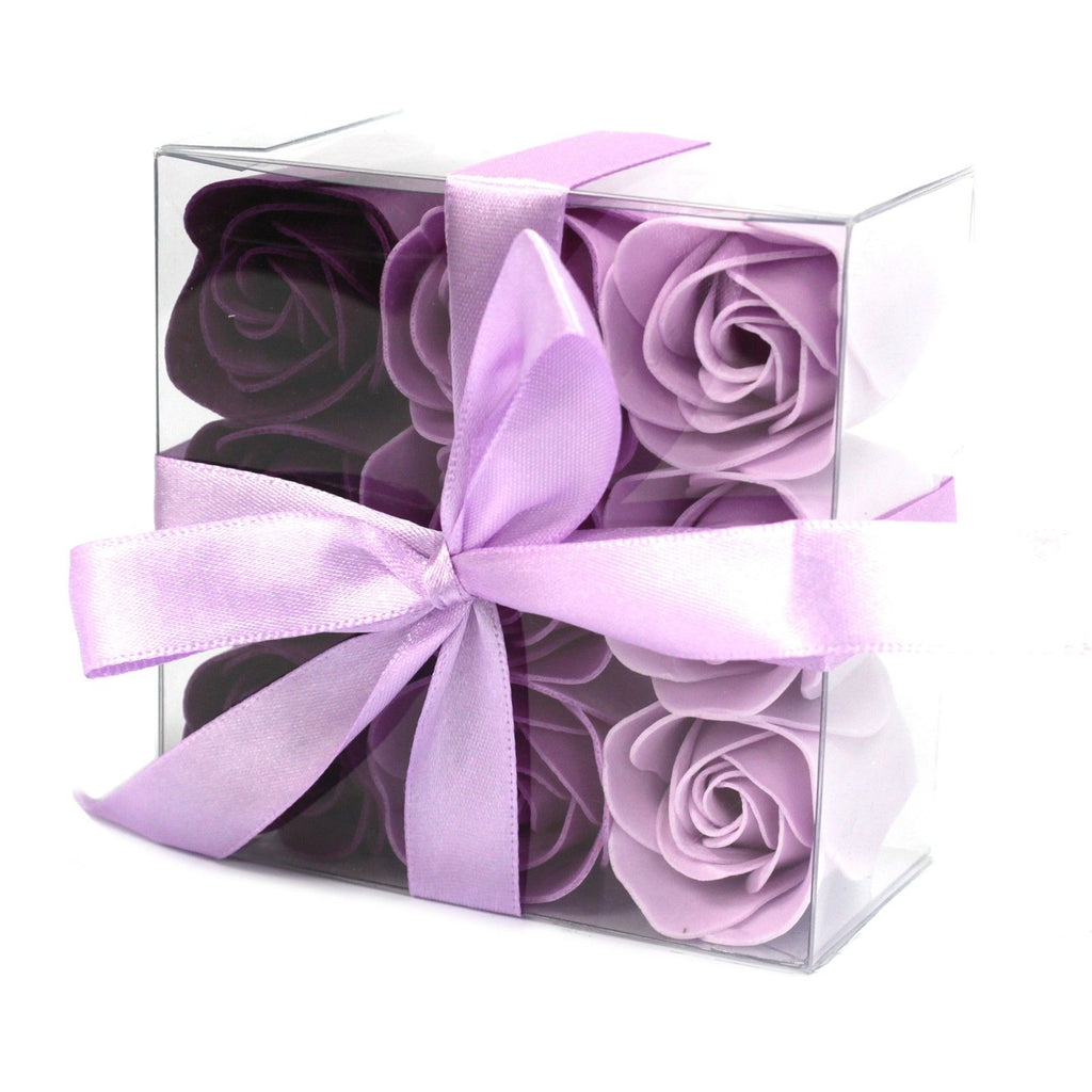 Seifen - Rosen 9er Set Lavendel – Duftende Badeblumen in Geschenkbox - Homeiyfy