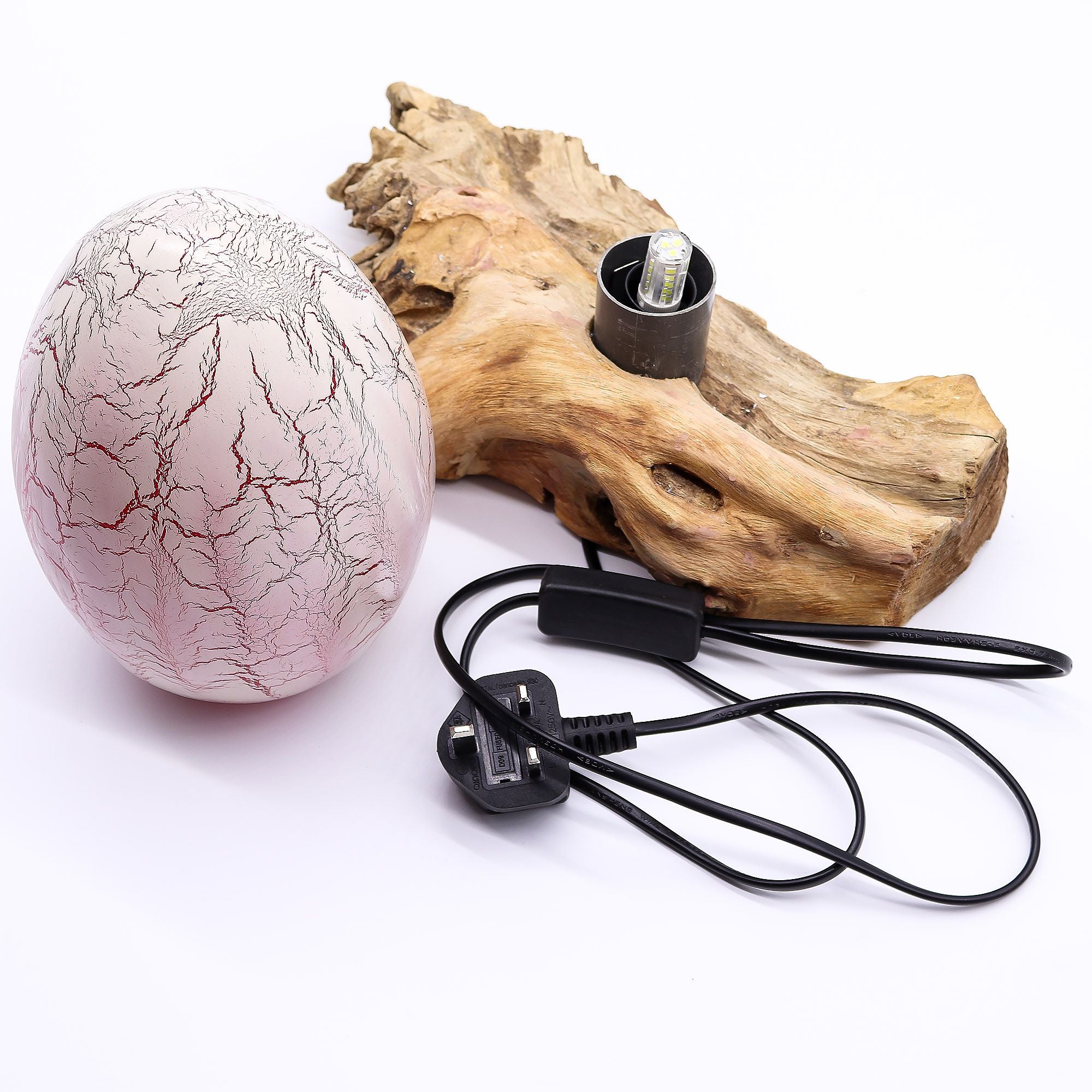 DriftGlow Treibholz - Lampe Crackle Fire Egg Orange – Handgefertigt - Homeiyfy