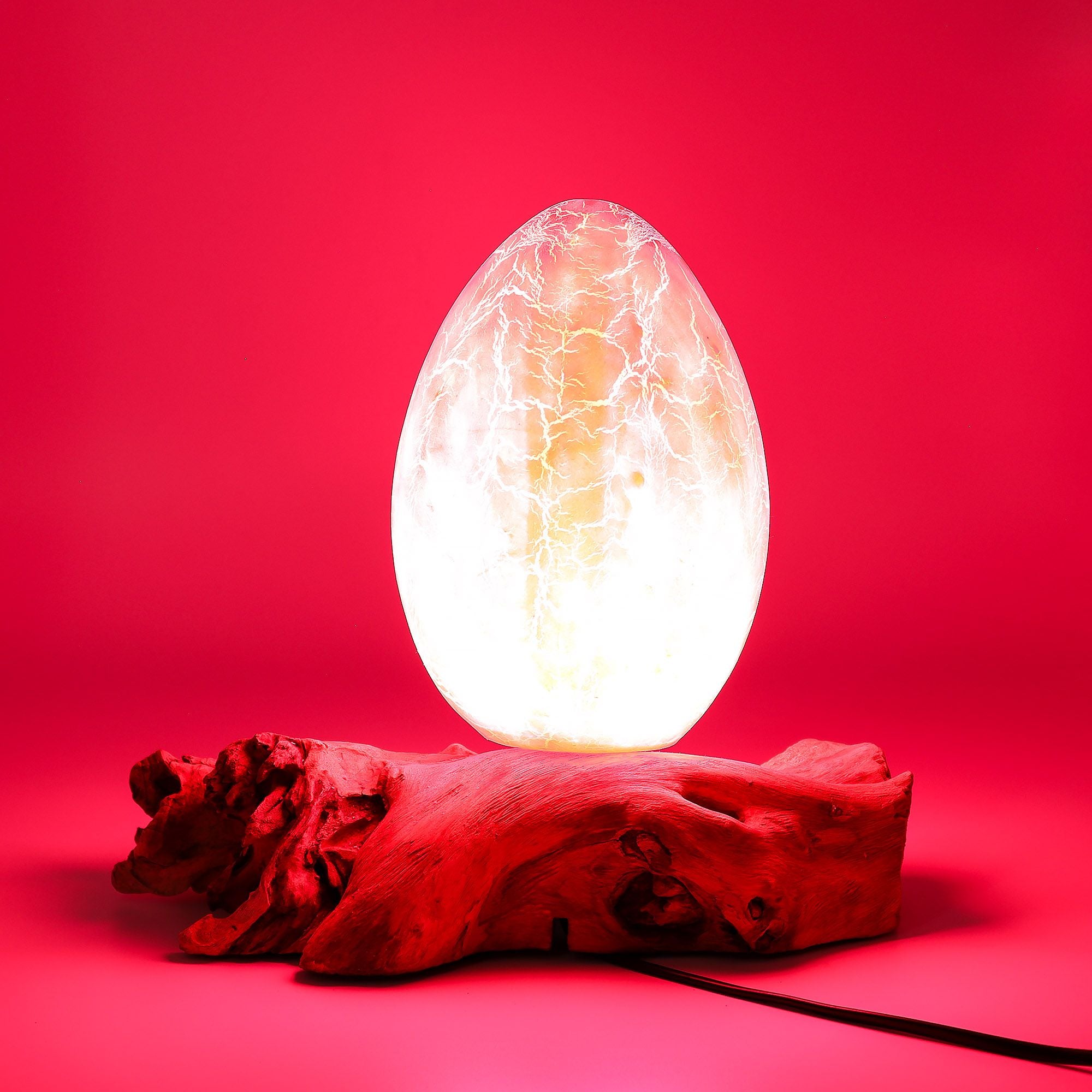 DriftGlow Treibholz - Lampe Crackle Fire Egg Orange – Handgefertigt - Homeiyfy