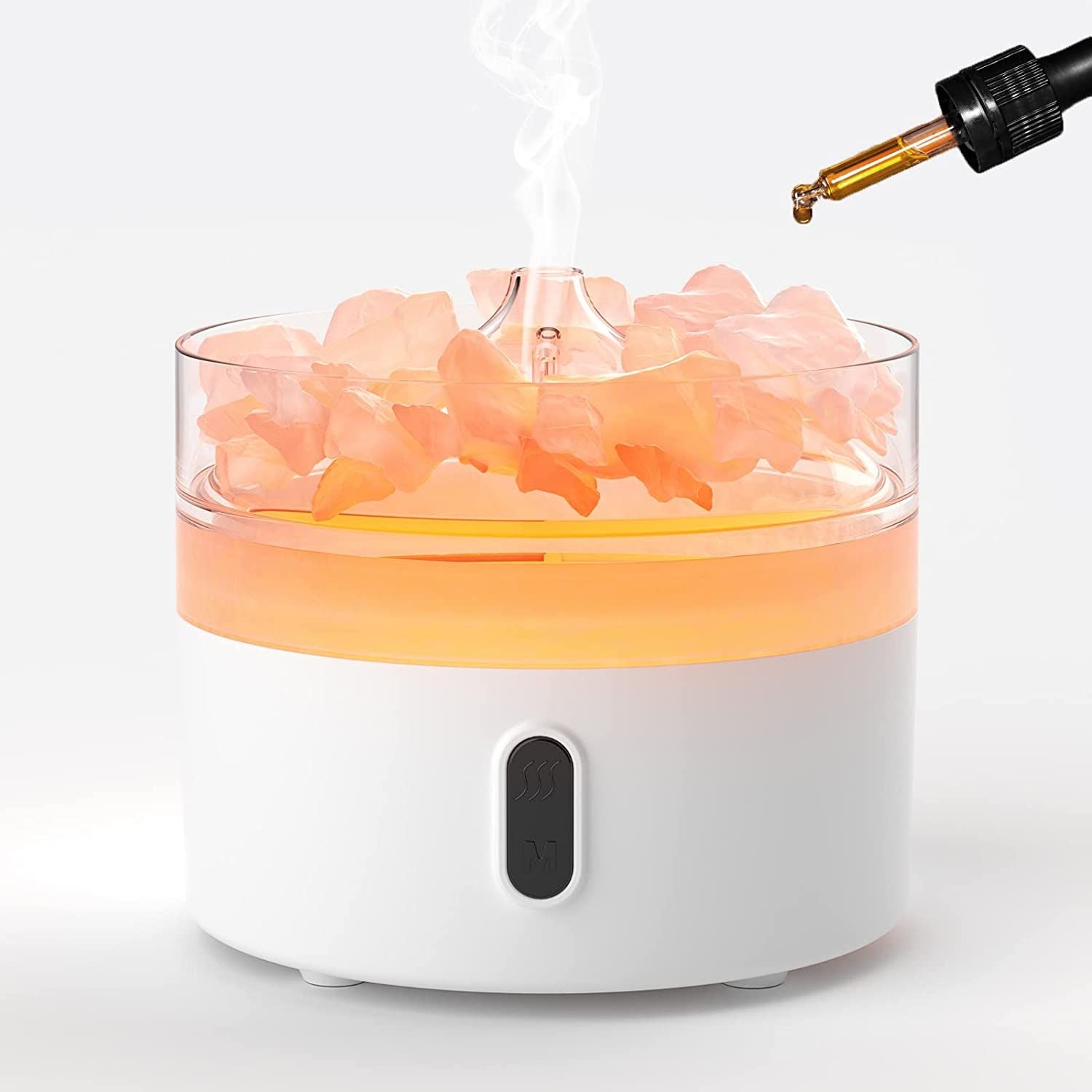 Himalaya - Salz Aroma - Diffuser mit Flammen - Effekt – Nachtlicht & Salzstücke inklusive - Homeiyfy