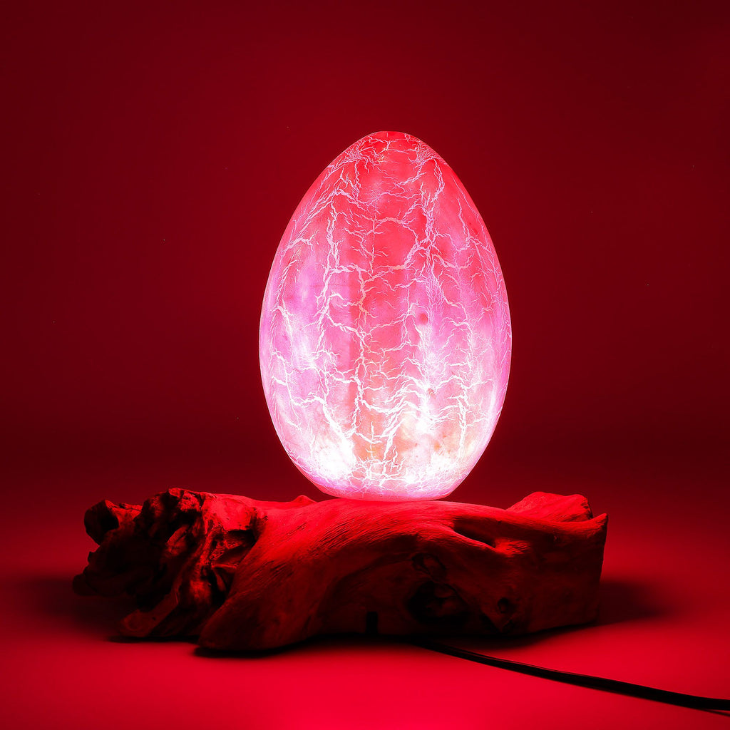 DriftGlow Treibholz - Lampe Crackle Fire Egg Orange – Handgefertigt - Homeiyfy