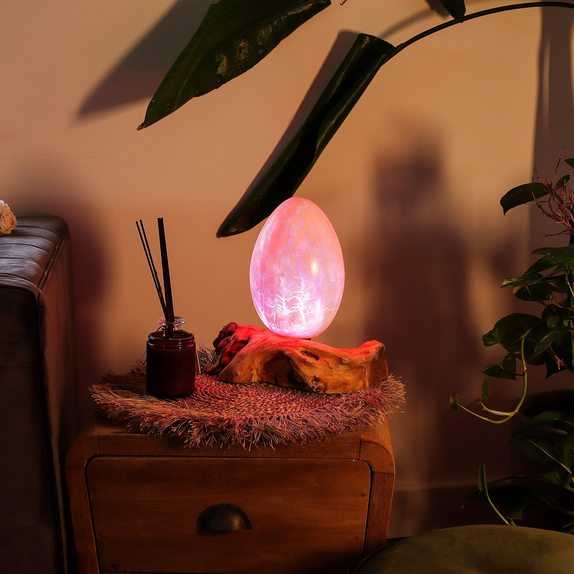 DriftGlow Treibholz - Lampe Crackle Fire Egg Orange – Handgefertigt - Homeiyfy