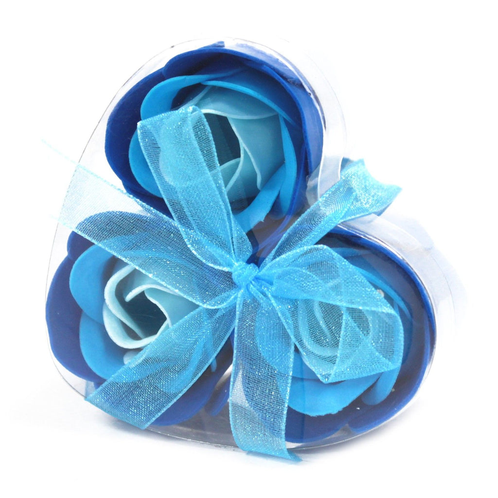 Seifen - Rosen Blau 3er - Set in Herzbox – Luxus - Badeseifen - Homeiyfy