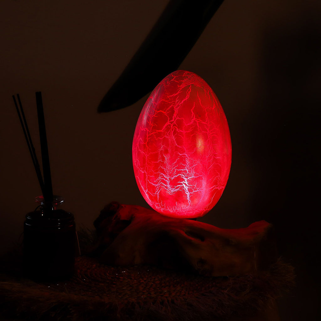 DriftGlow Treibholz - Lampe Crackle Fire Egg Orange – Handgefertigt - Homeiyfy