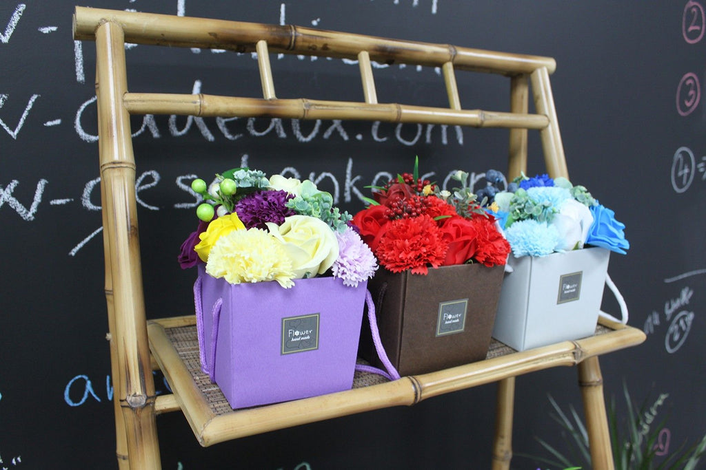 Seifen - Blumen Bouquet Blau – Duftende Badeblumen in Geschenkbox - Homeiyfy