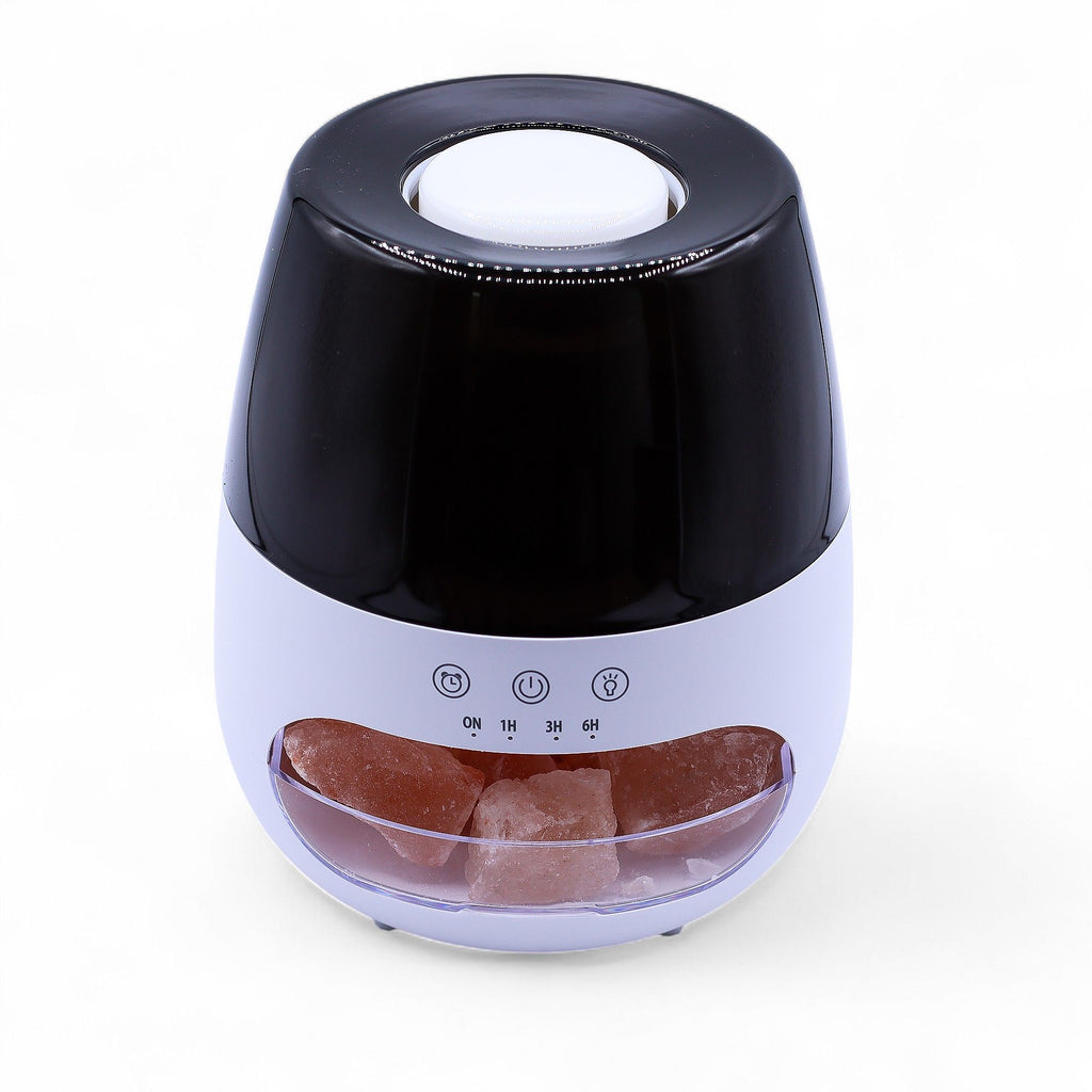 Aroma Diffuser mit Flammen - Effekt – Salzstein - Optik Weiß – USB mit Timer & Farbwechsel - Homeiyfy