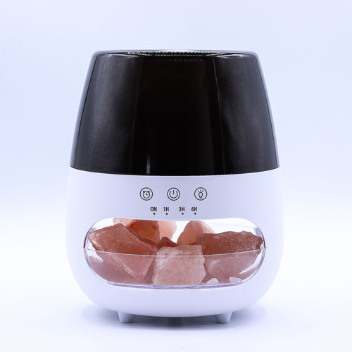 Aroma Diffuser mit Flammen - Effekt – Salzstein - Optik Weiß – USB mit Timer & Farbwechsel - Homeiyfy
