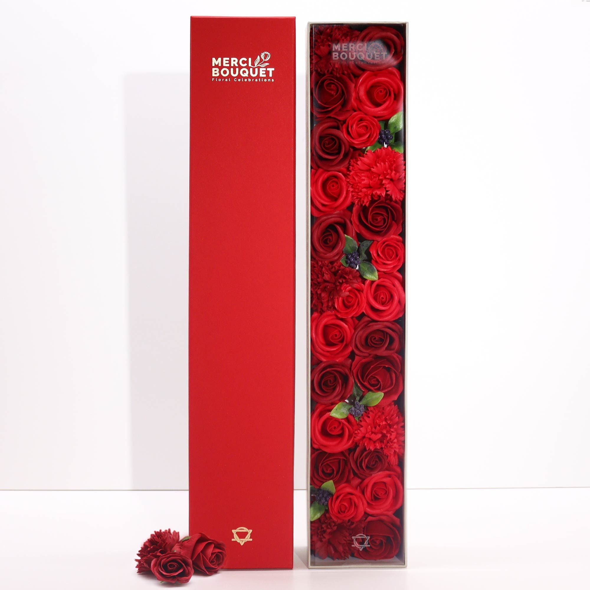 Seifen - Rosen Extra Lang Rot - Duftende Geschenkbox mit klassischen Rosen - Homeiyfy