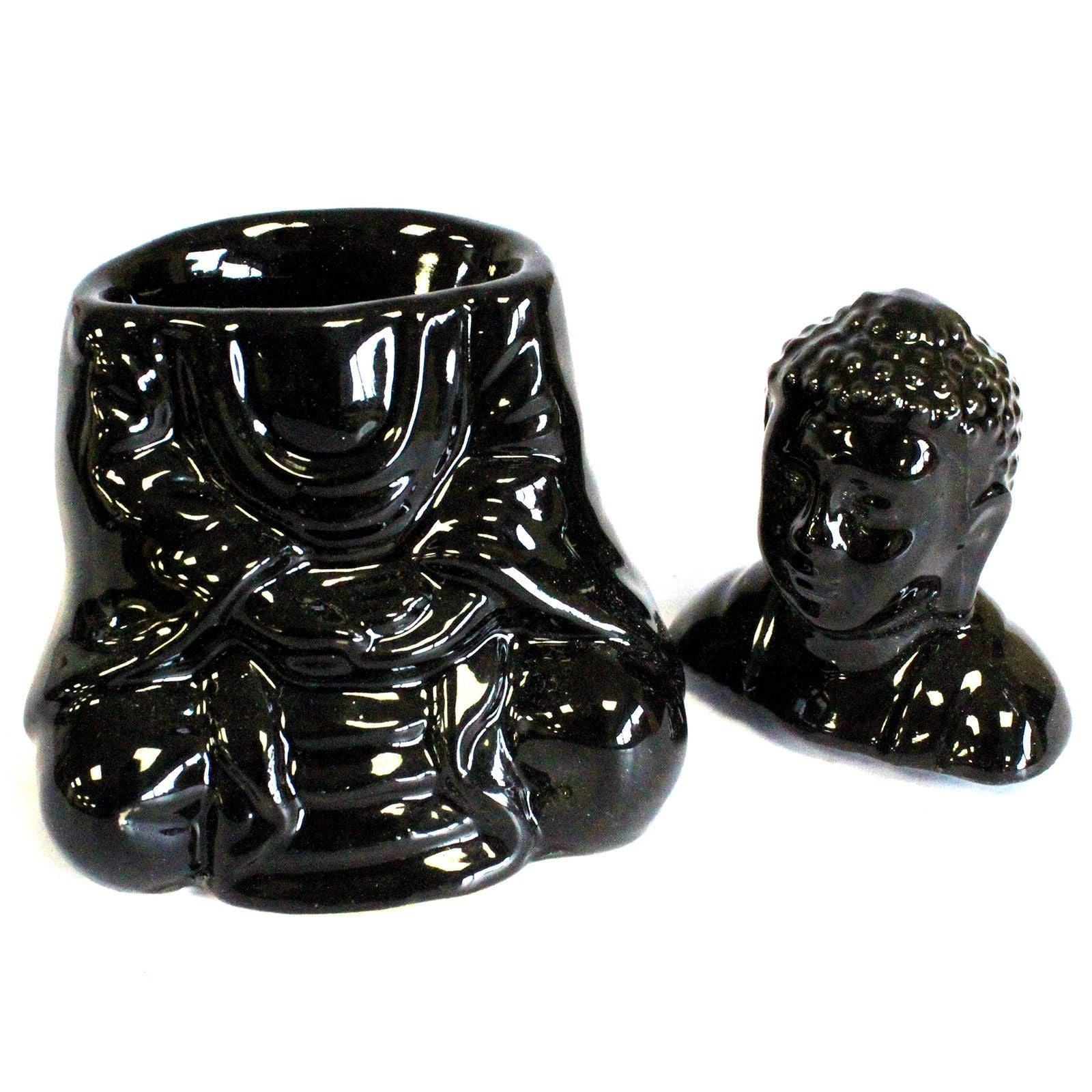 Buddha Duftlampe Schwarz Sitzend – Ölbrenner für ätherische Öle - Homeiyfy