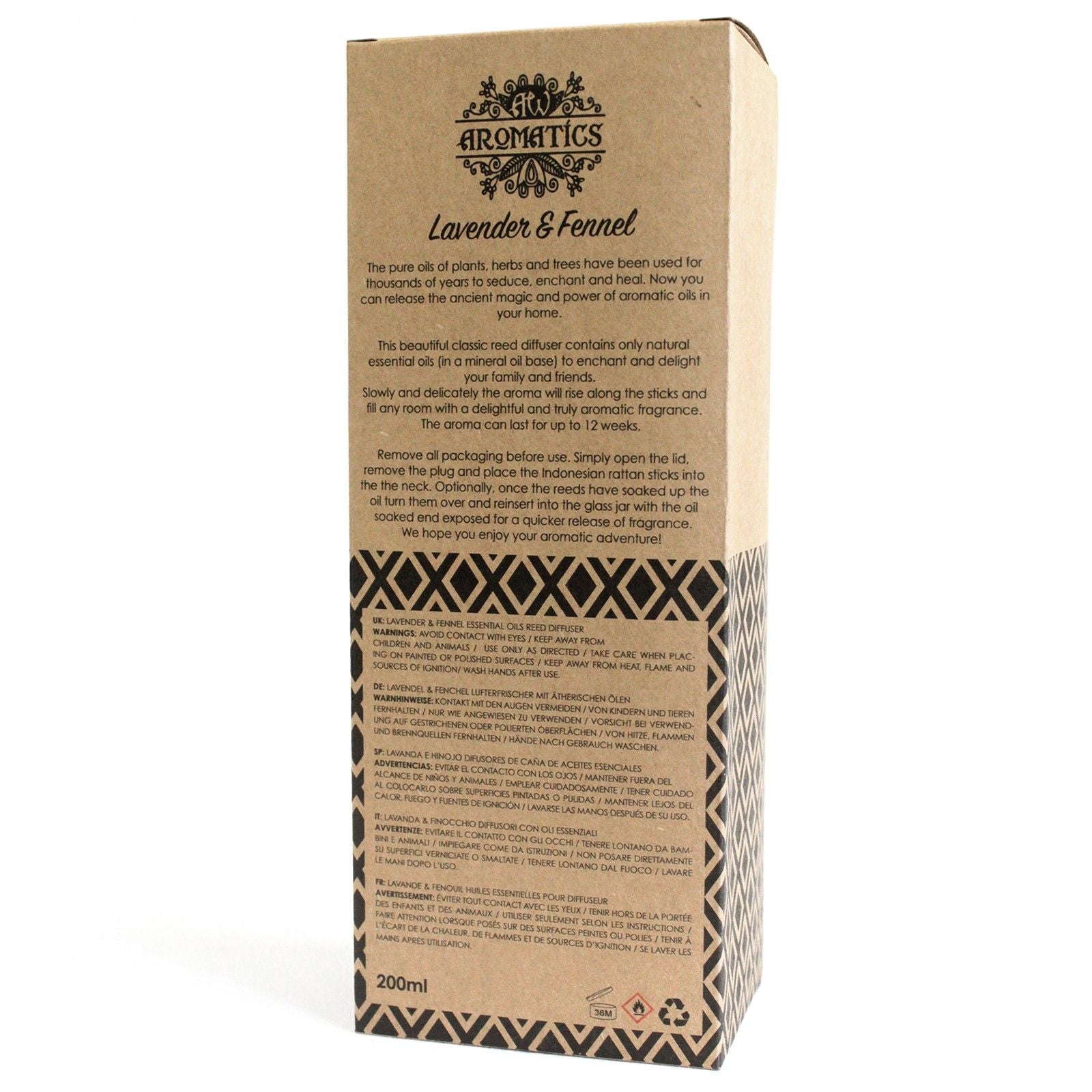 Raumduft Diffuser Lavendel & Fenchel - 200ml Ätherische Öle Reed Diffuser - Homeiyfy