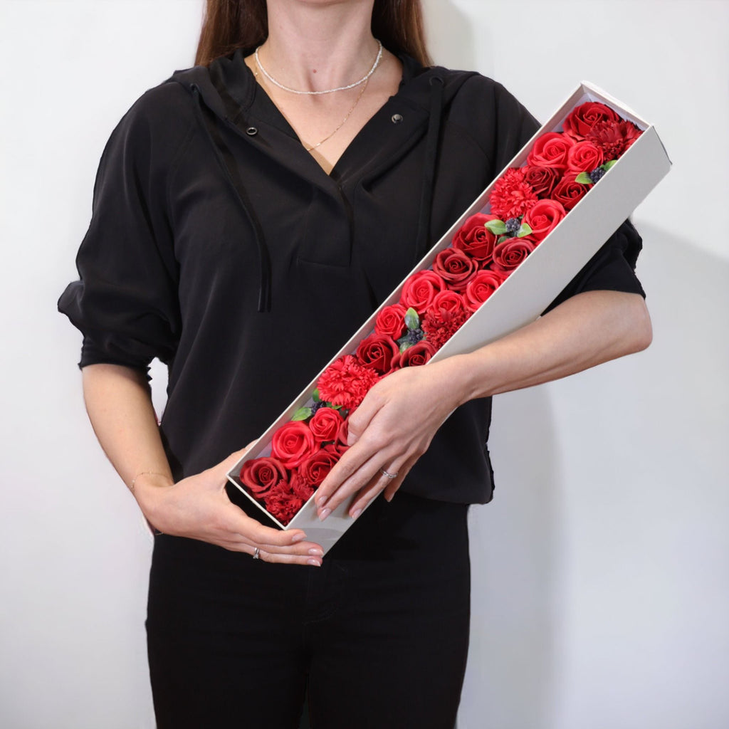 Seifen - Rosen Extra Lang Rot - Duftende Geschenkbox mit klassischen Rosen - Homeiyfy