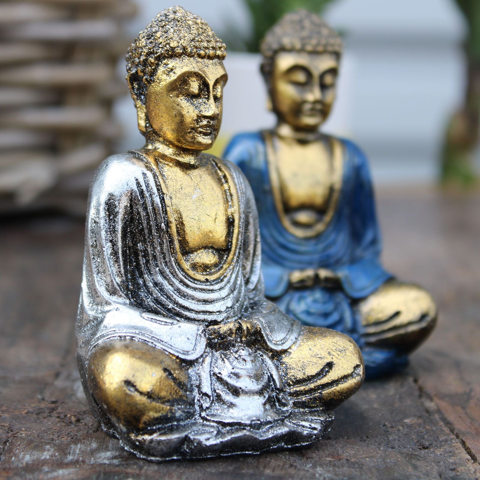 6 handbemalte Mini - Buddhas Gold – Zen - Deko aus Bali mit Geschenkbox - verschiedene Farben - Homeiyfy