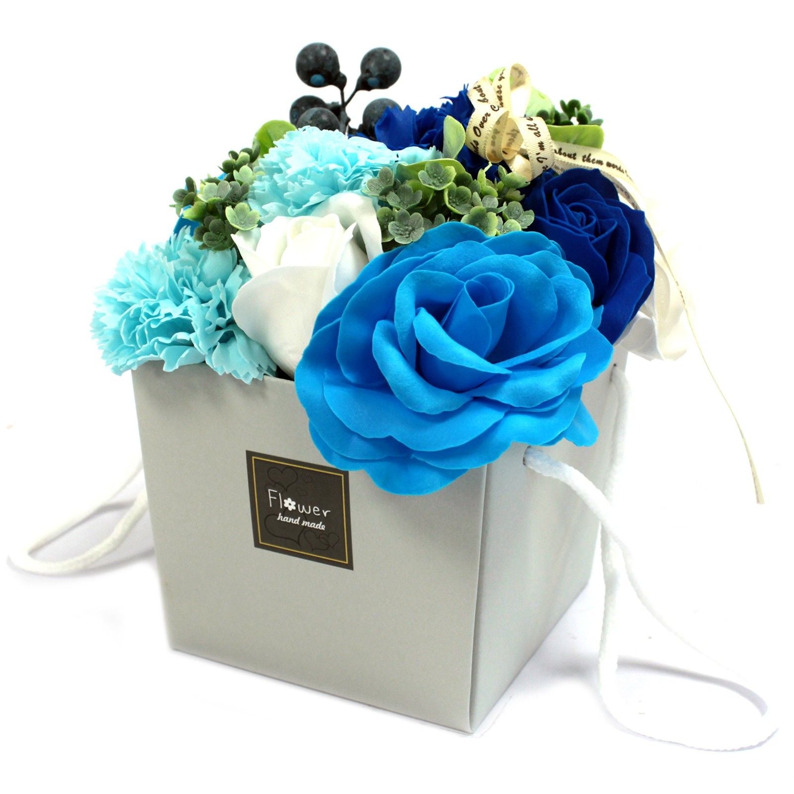 Seifen - Blumen Bouquet Blau – Duftende Badeblumen in Geschenkbox - Homeiyfy