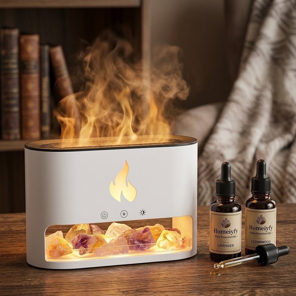 Aroma - Diffuser mit Flammeneffekt & Himalaya - Salz - Homeiyfy